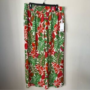 Rose & Olive  Floral Red and Green Wise leg Resort Wear Size XL NWT
